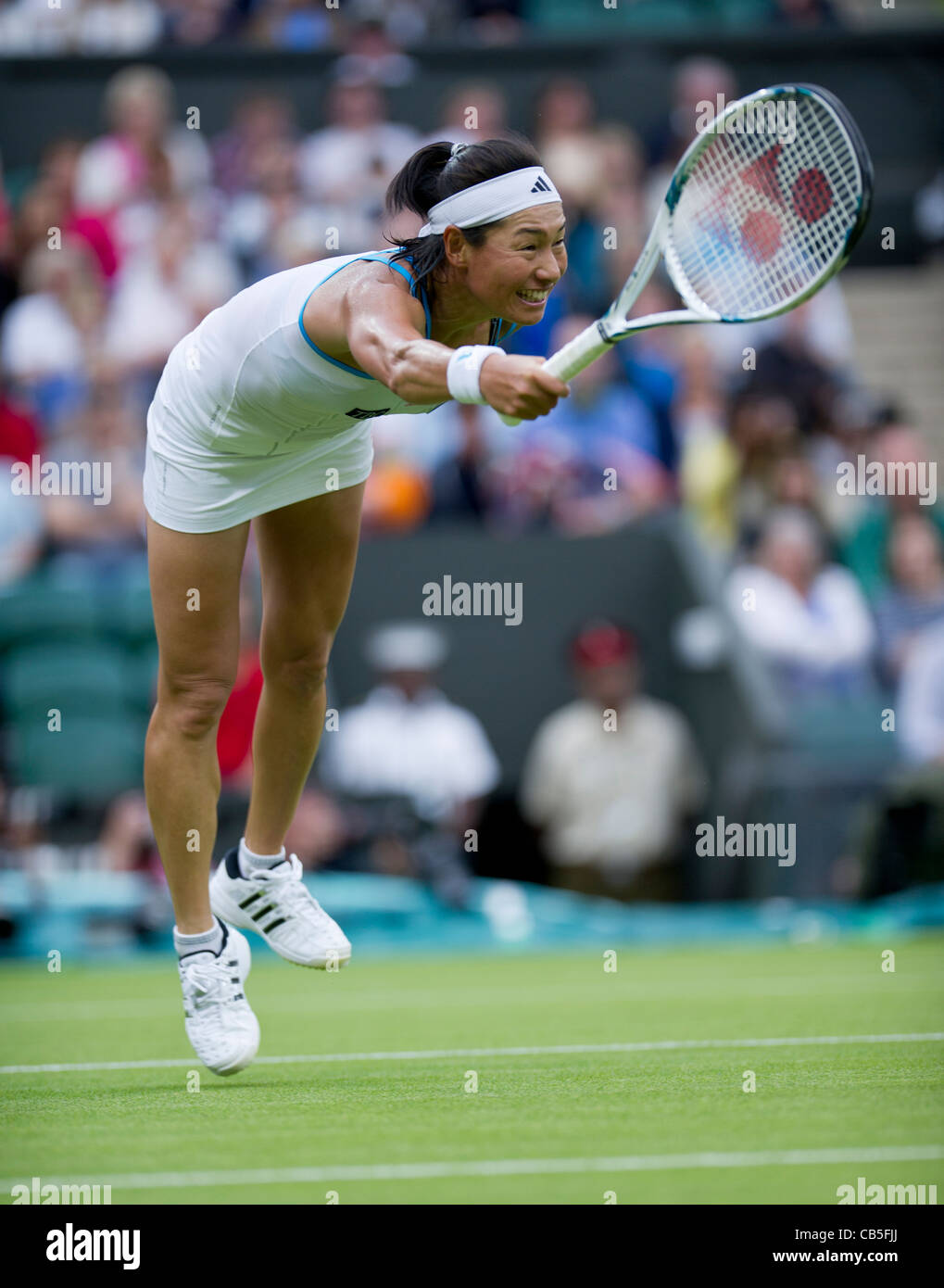 22.06.2011. Kimiko Date-Krumm JPN v Venus Williams USA (23). Kimiko in action. The Wimbledon Tennis Championships. Stock Photo
