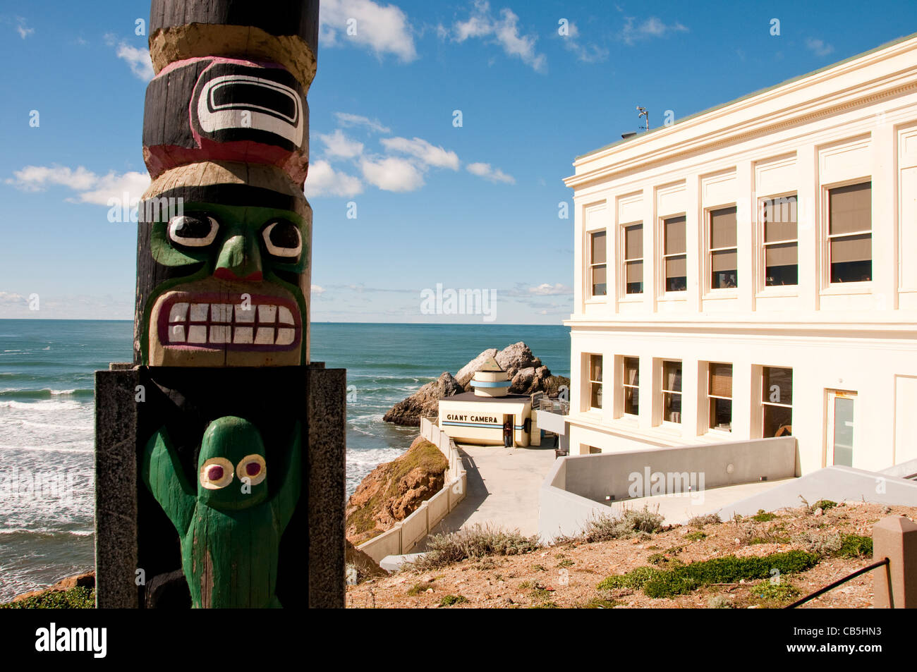 Totem Pole and Cliff House near Golden Gate Park San Francisco