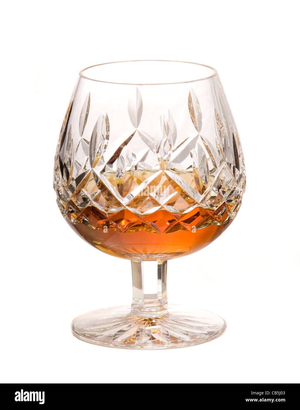 A cut crystal brandy snifter isolated on white Stock Photo Alamy