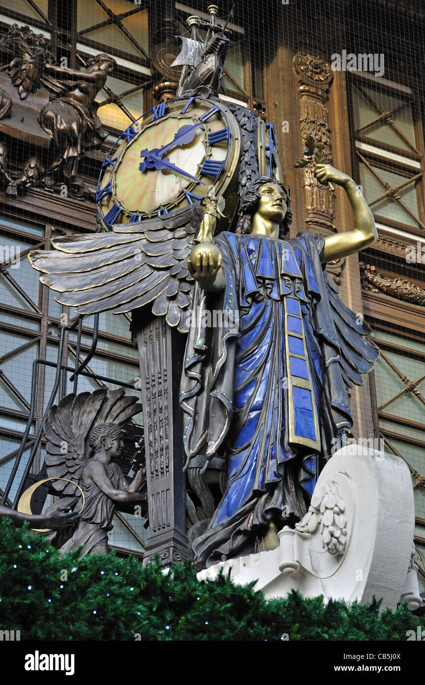 Queen of Time sculpture at entrance to Selfridges department store, Oxford Street, Westminster, London, England, United Kingdom Stock Photo