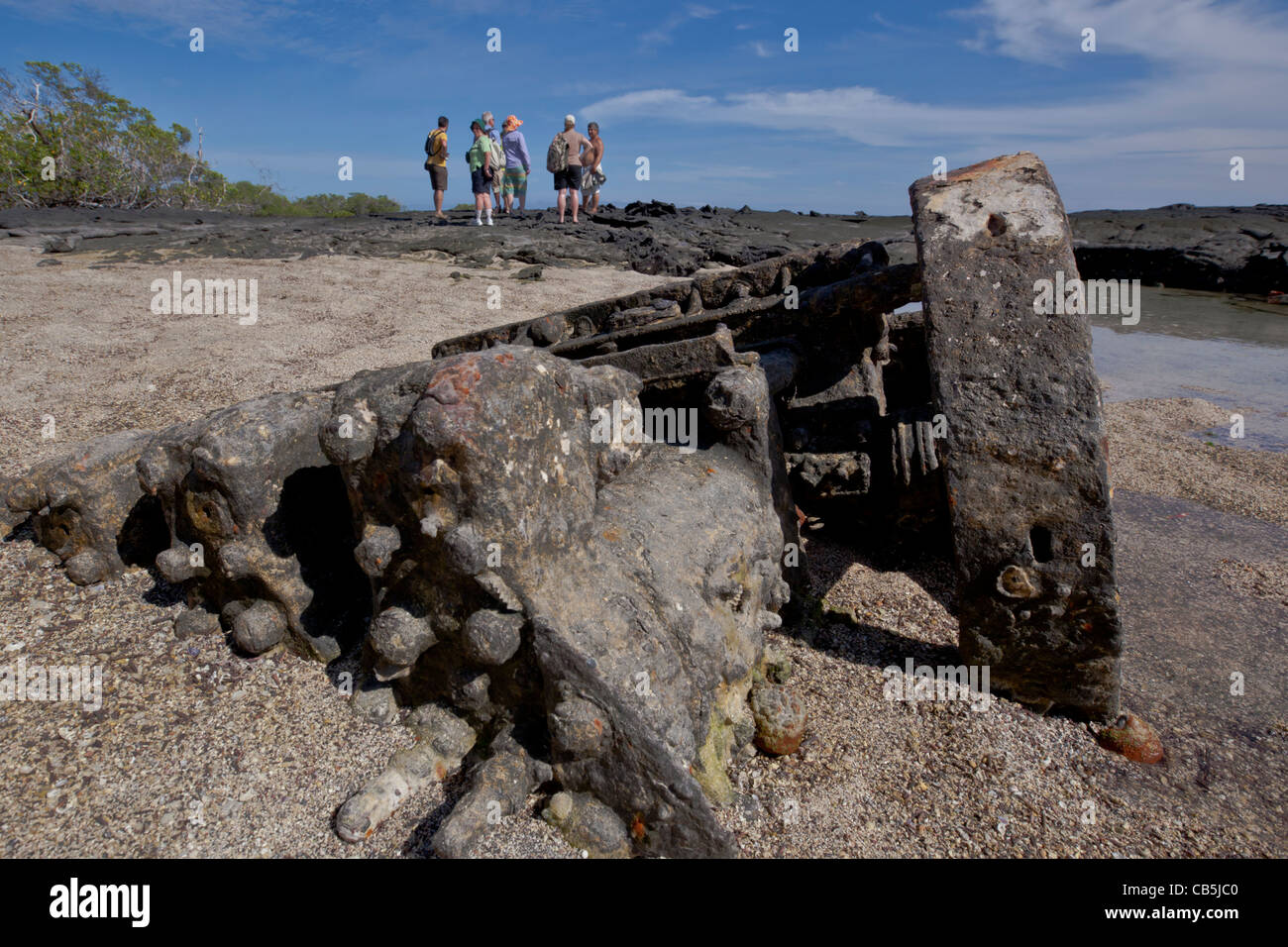 galapagos beach engine rust old history iron tour Stock Photo