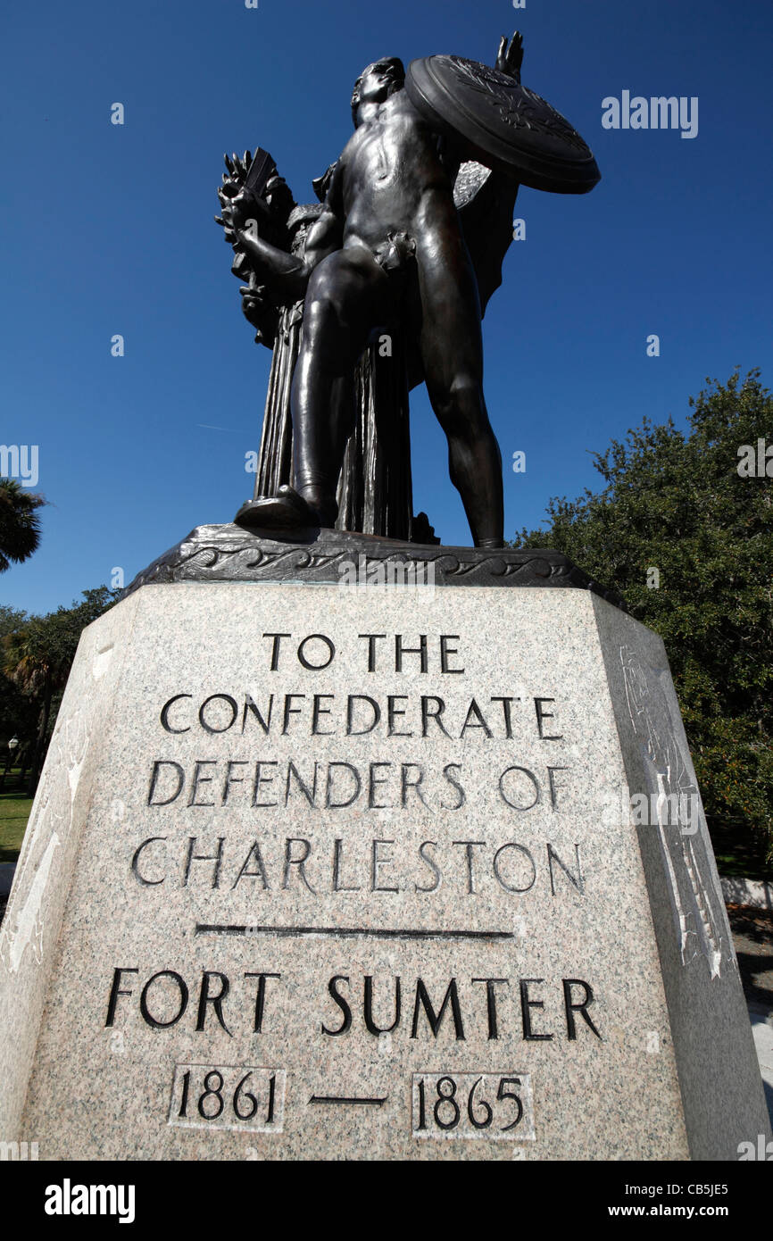 Statue dedicated to the Confederate Defenders of Charleston, South Carolina, Fort Sumter, USA
