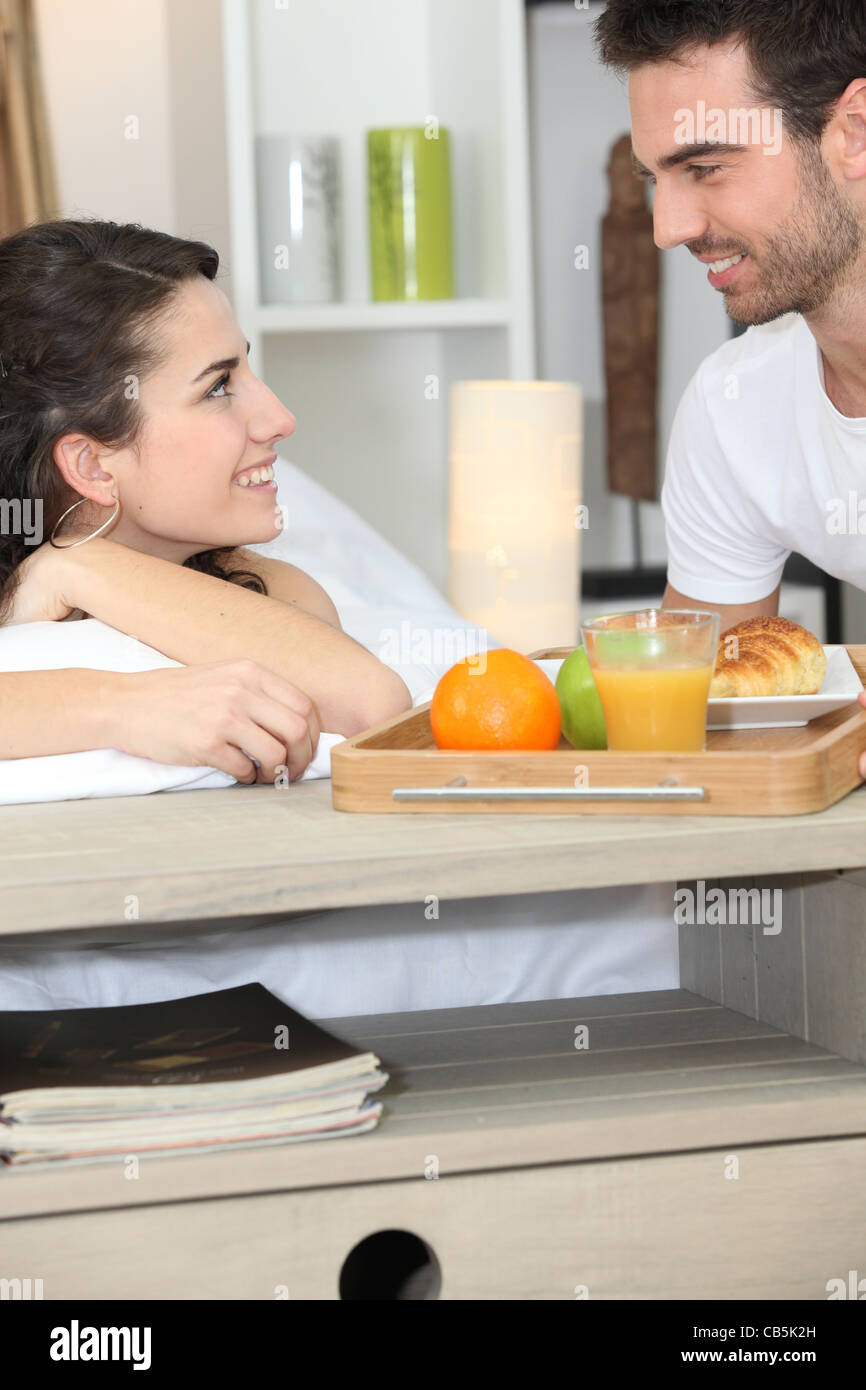 Breakfast in bed Stock Photo Alamy