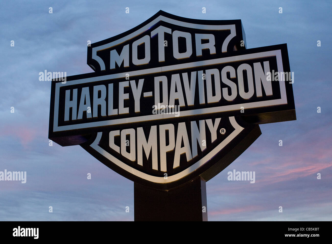 A sign outside of the Harley-Davidson York manufacturing plant.  Stock Photo