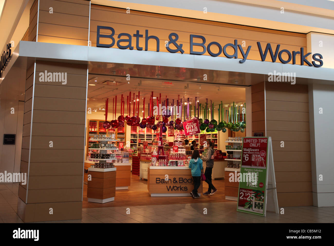 Bath and Body works store Christmas decoration in Fairview mall Kitchener, Ontario, Canada Stock Photo