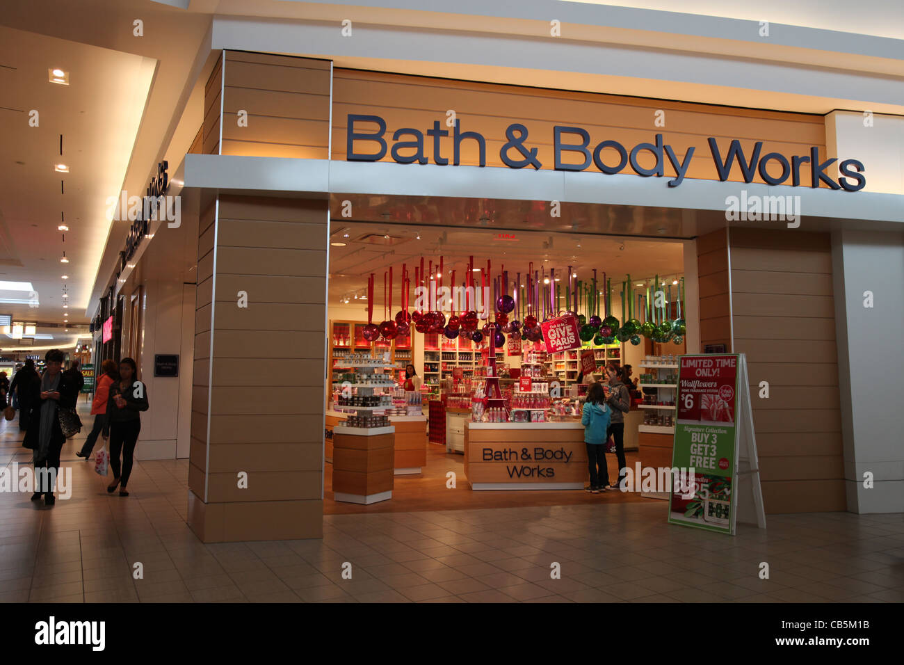 Bath and Body works store Christmas decoration in Fairview mall Kitchener, Ontario, Canada Stock Photo