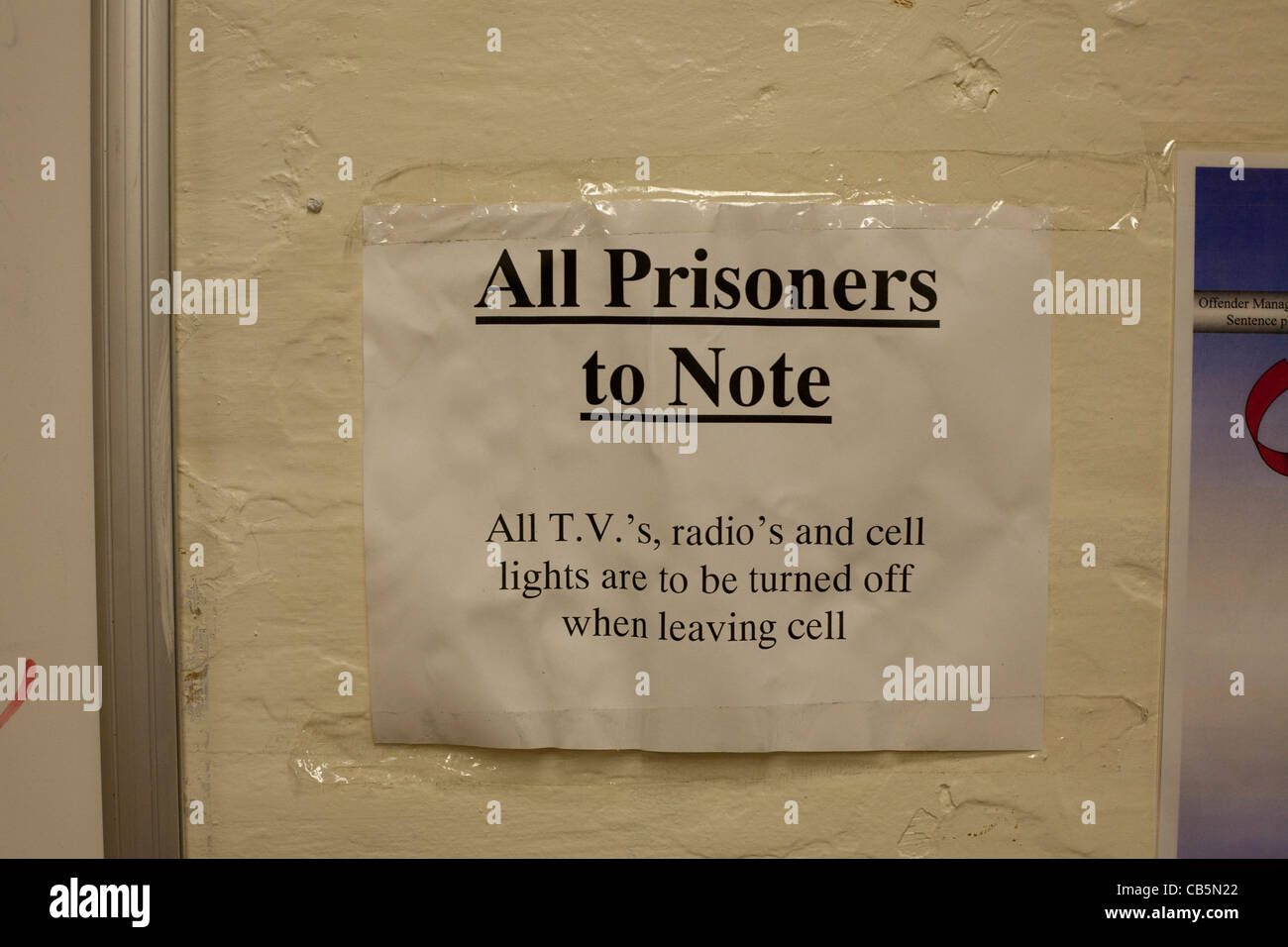 sign on the wall of Birmingham Prison UK Stock Photo
