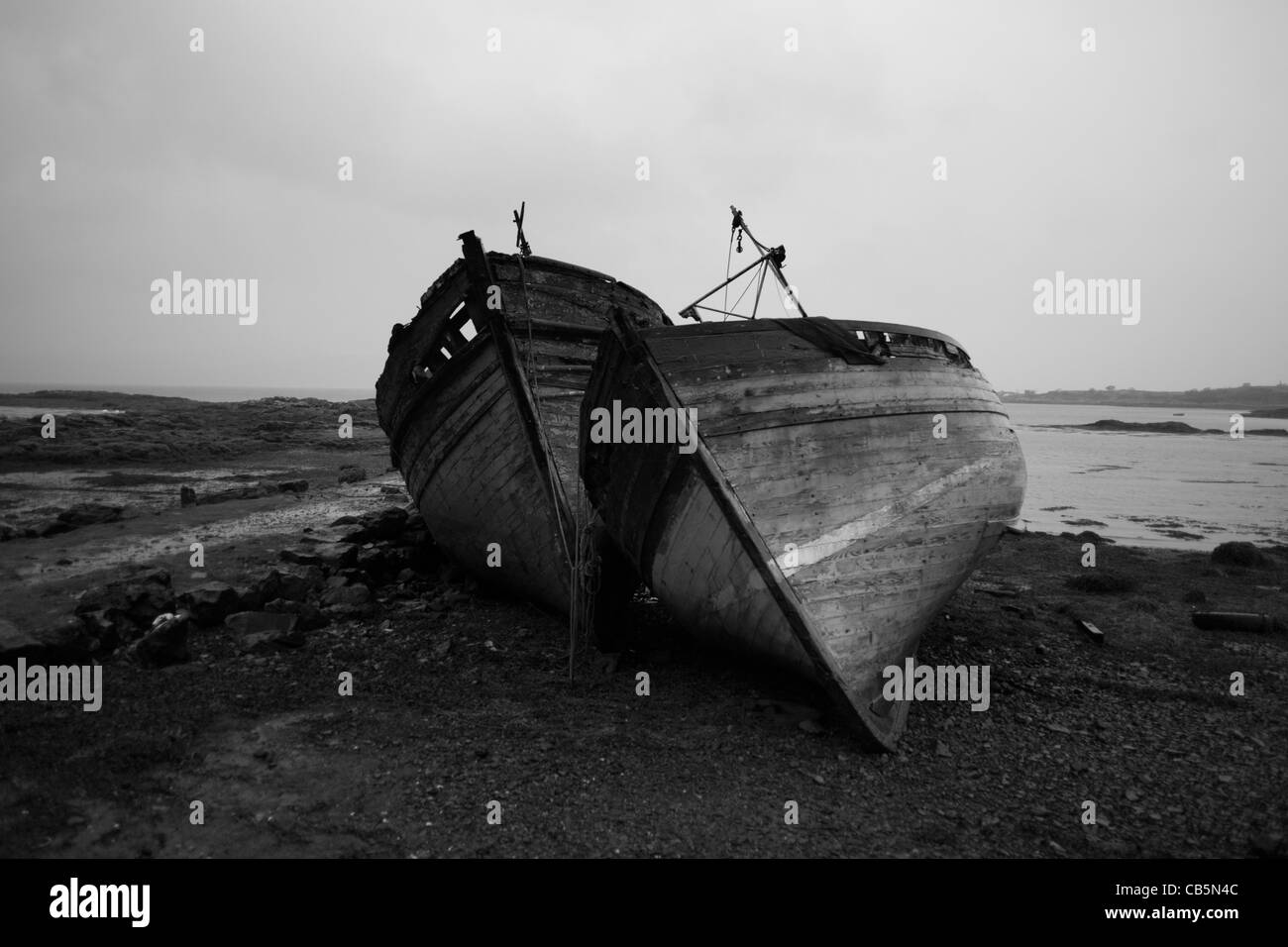 Old fishing boats Black and White Stock Photos & Images - Alamy