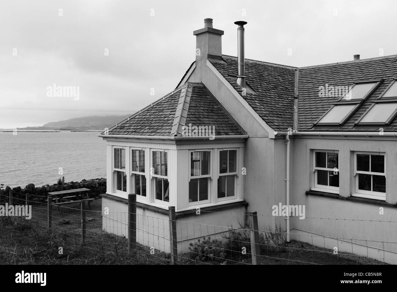 Tigh SgeirGael - built in 2005 – is a self catering cottage at Gribun, Isle of Mull, Scotland. Stock Photo