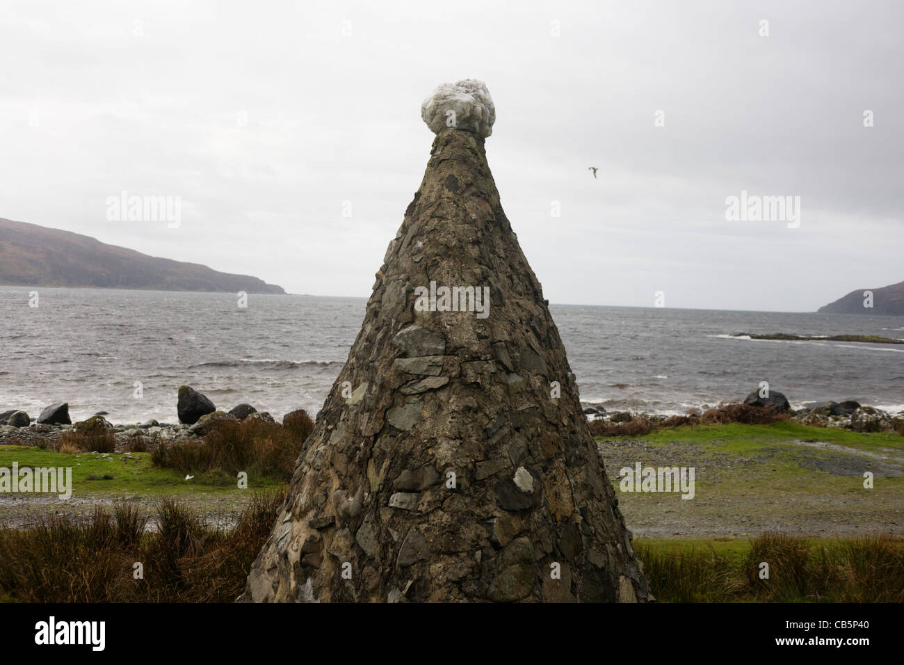Pyramid commemorating coronation in 1902 of King Edward and Queen Alexandra. Lochbuie, Isle of Mull, Scotland. Stock Photo