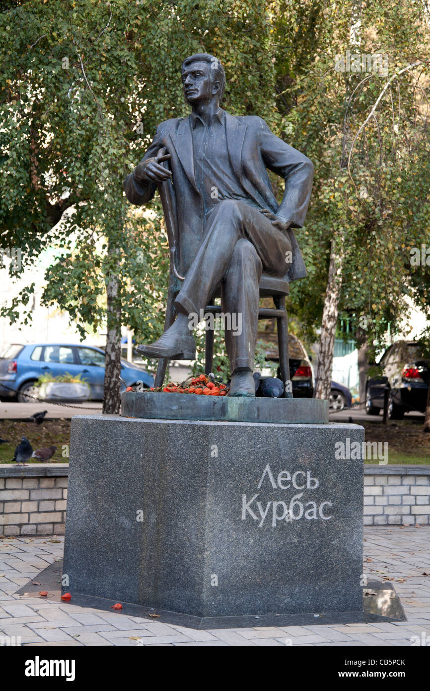 Statue of Ukrainian theatre director Oleksandr-Zenon Stepanovych Kurbas Prorizna Street Kiev Ukraine Stock Photo