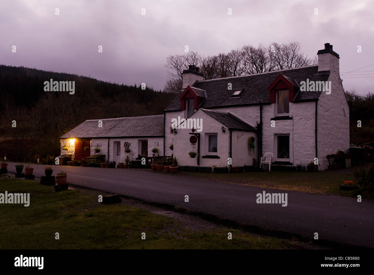 The Old Smithy (now a bed and breakfast cottage) Pennyghael, Isle of Mull, Scotland. Stock Photo