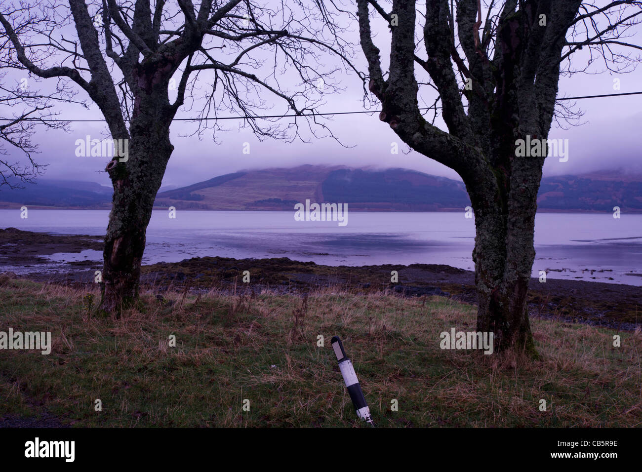 Loch Scridain landscape near the Old Smithy, Pennyghael, Isle of Mull, Scotland. Stock Photo