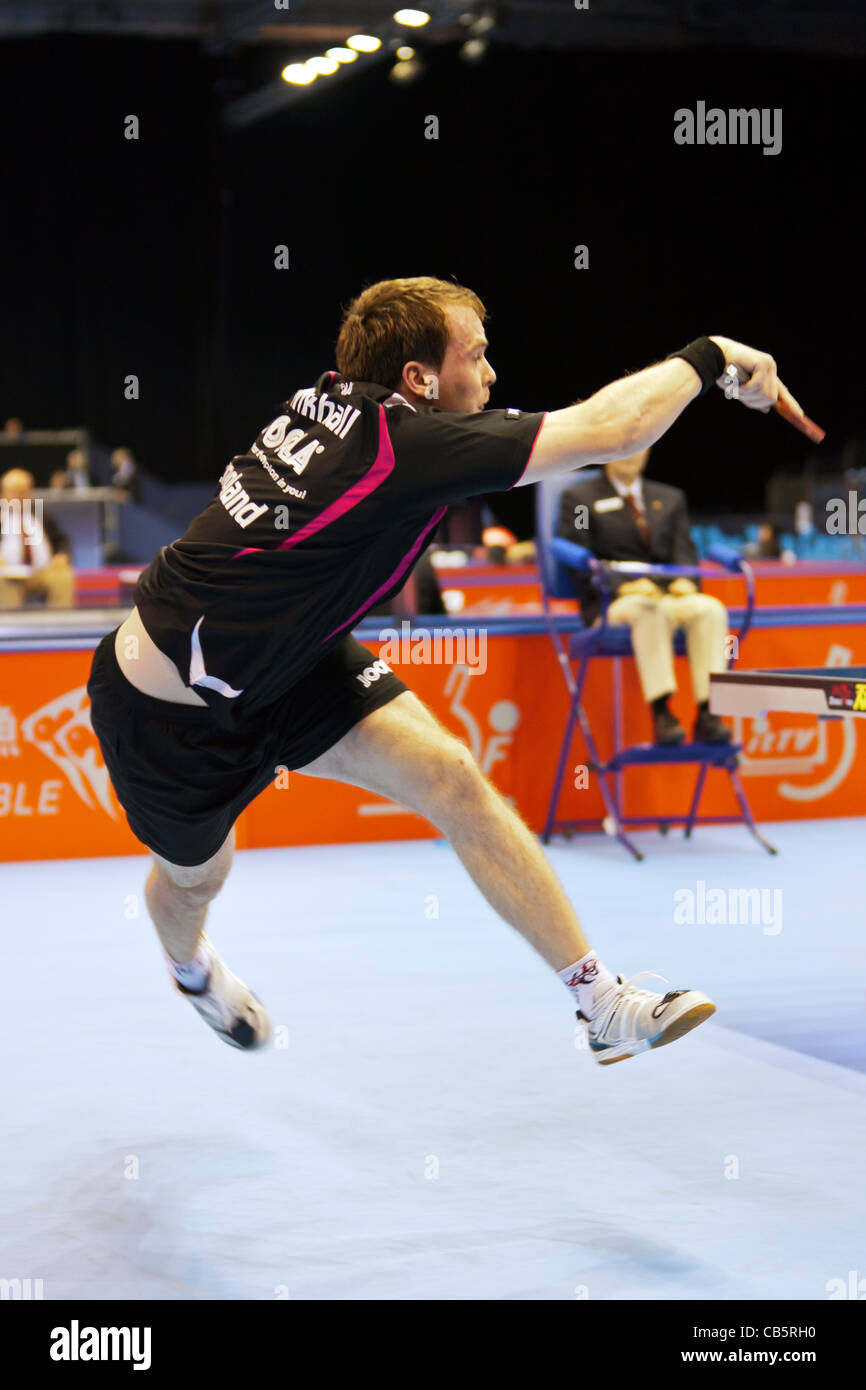 Paul Drinkhall competing in the Table Tennis Olympic test event, London