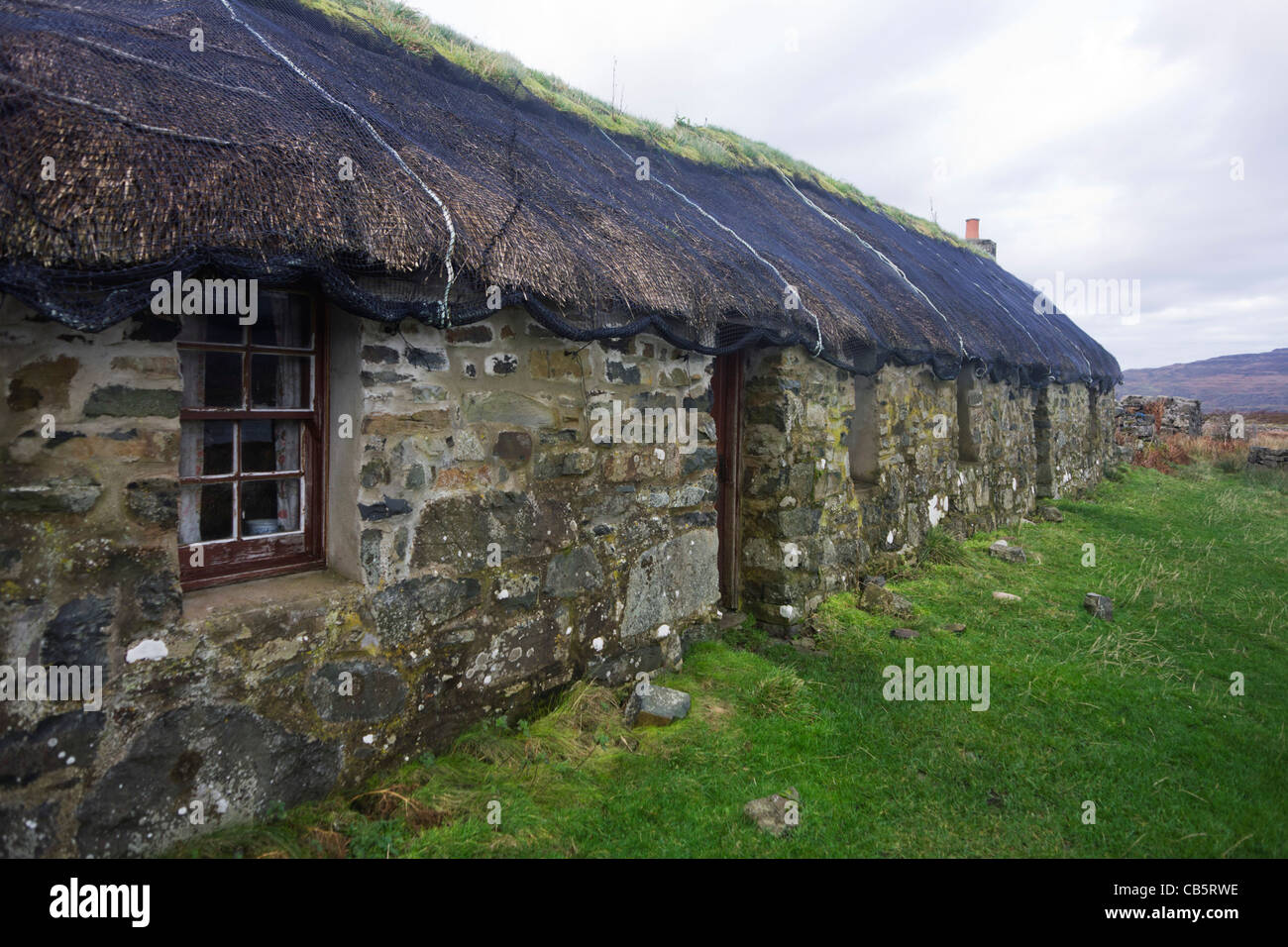 Remains of old home called Sheila's Cottage, last inhabited by the local milk maid of the same name in the 1930s on Ulva. Stock Photo