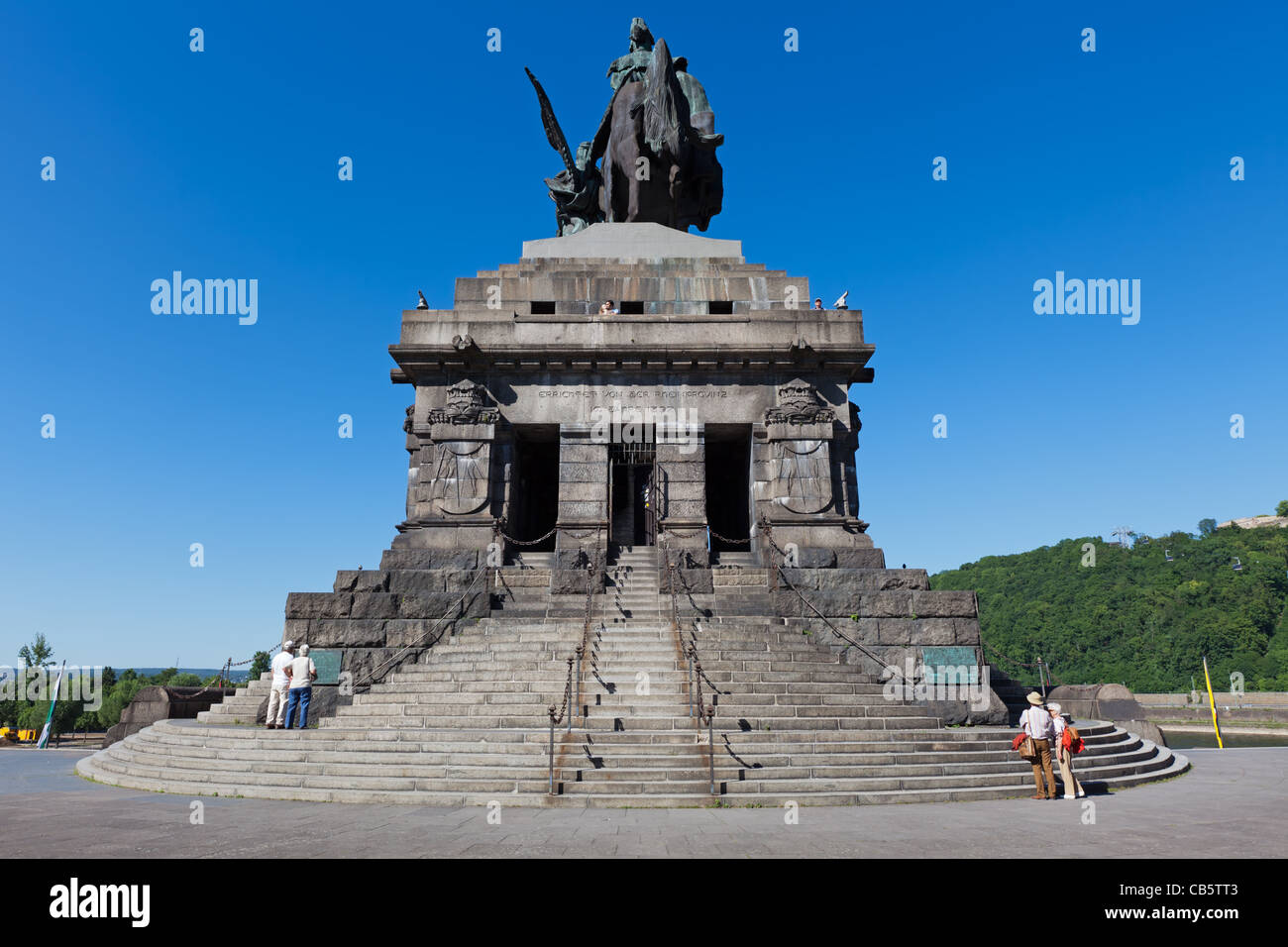 The Deutsches Eck (German Corner), a famous landmark in the German city of Koblenz Stock Photo
