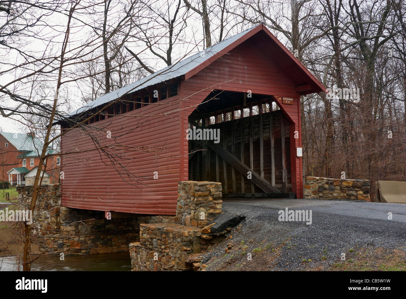 The Roddy Road Covered Bridge, Thurmont, Maryland. Stock Photo