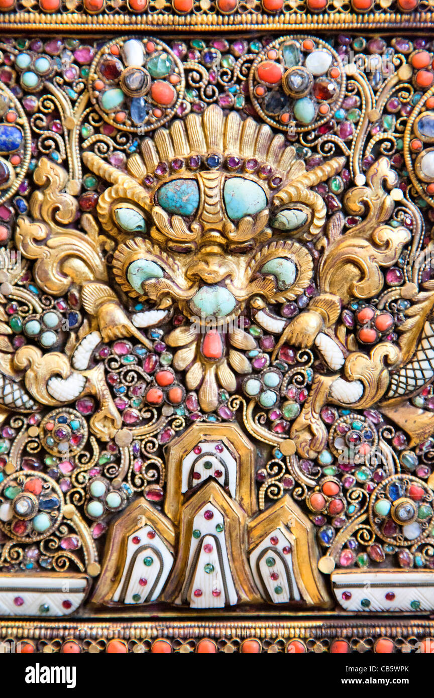 Nepalese Filigree Work - detail of larger piece at British museum in London Stock Photo