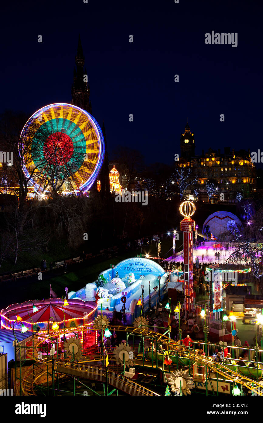 Christmas fun fair princes street edinburgh gardens scotland uk hires