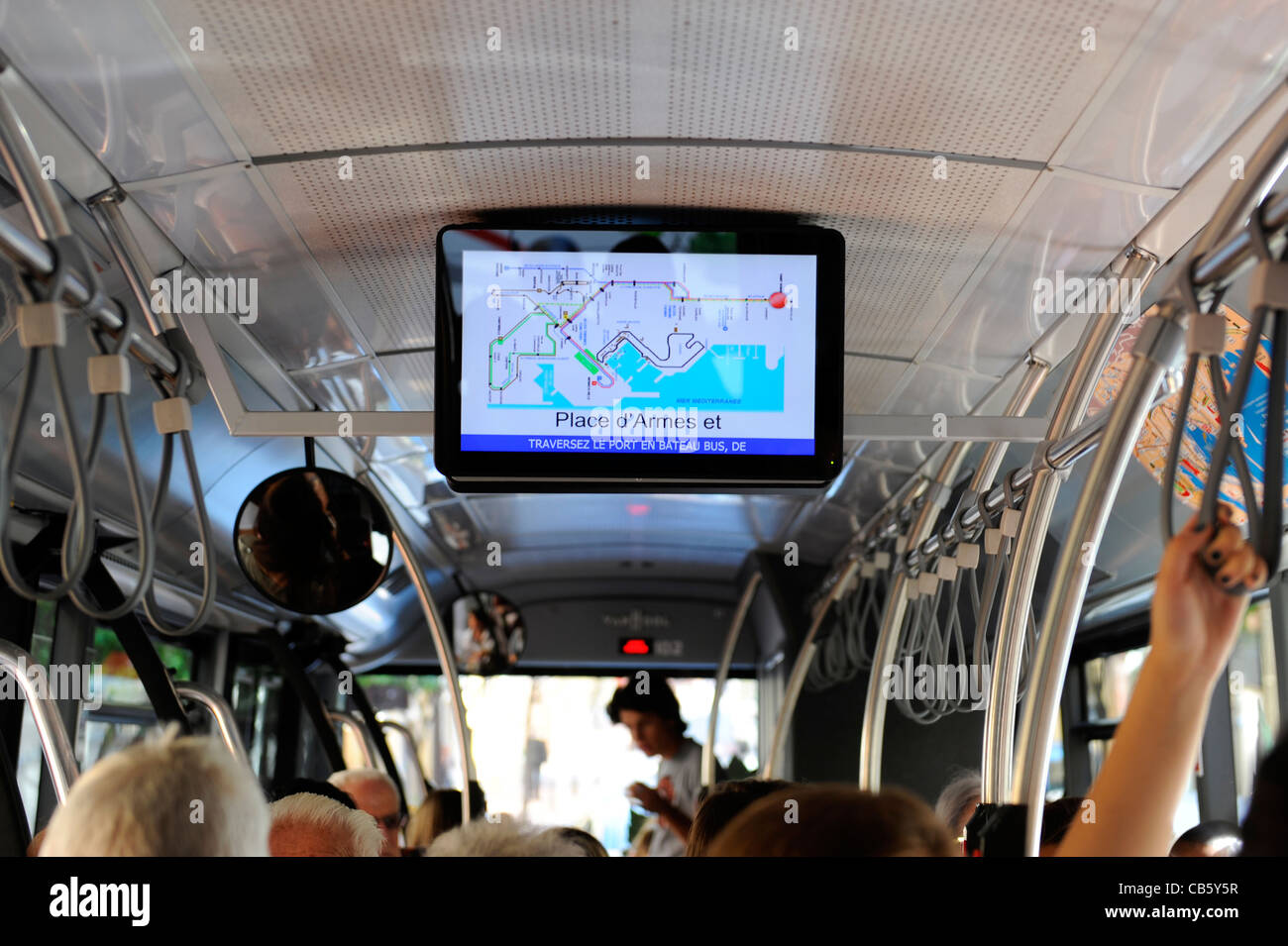 Public Transportation Bus Computer Monitor Monte Carlo Monaco Principality French Riviera Mediterranean Cote d'Azur Alps Stock Photo