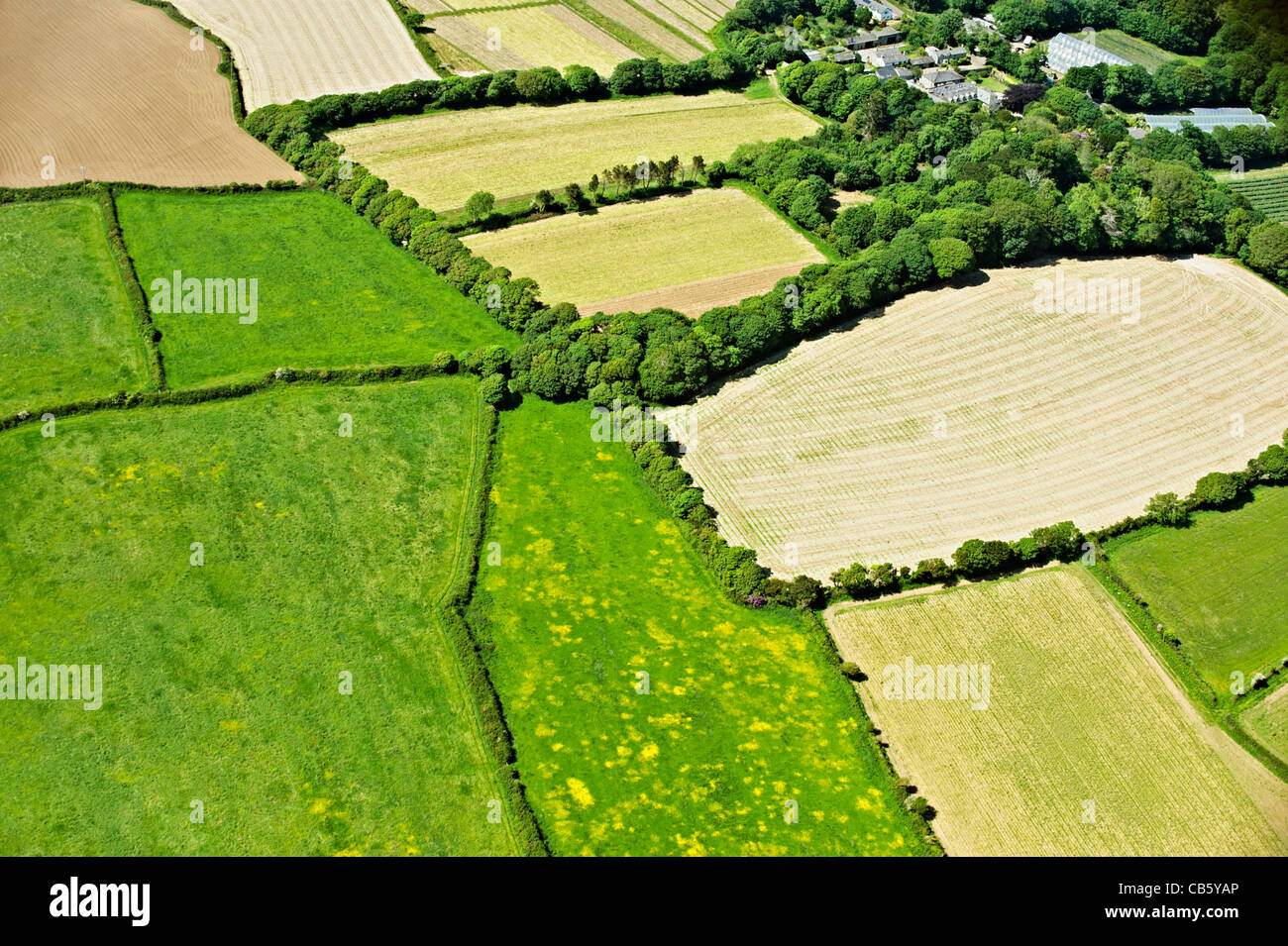 Aerial view of British ploughed fields and meadows Stock Photo Alamy