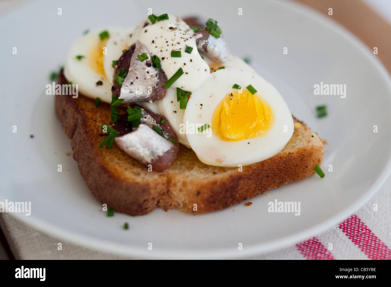 A Swedish classic open faced sandwich with sliced, hardboiled egg