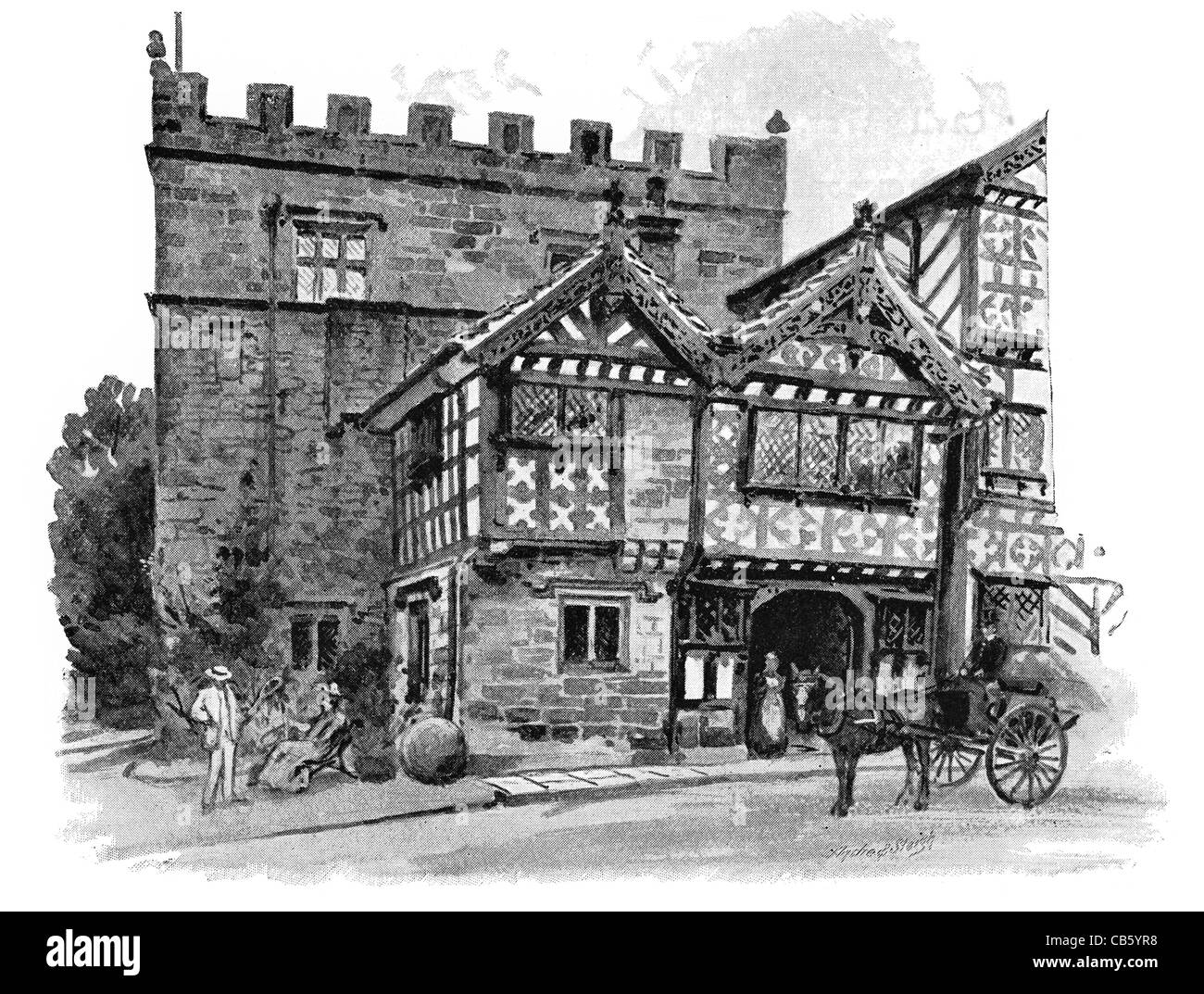 Humphrey Chetham Turton Tower manor house Chapeltown scheduled ancient monument Grade I Listed building Stock Photo