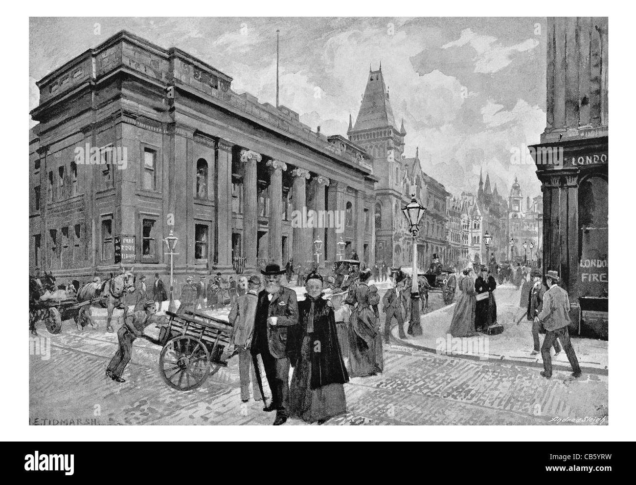 King Street Manchester Free Library Town Hall County Bank Public education reading material literature study students book books Stock Photo
