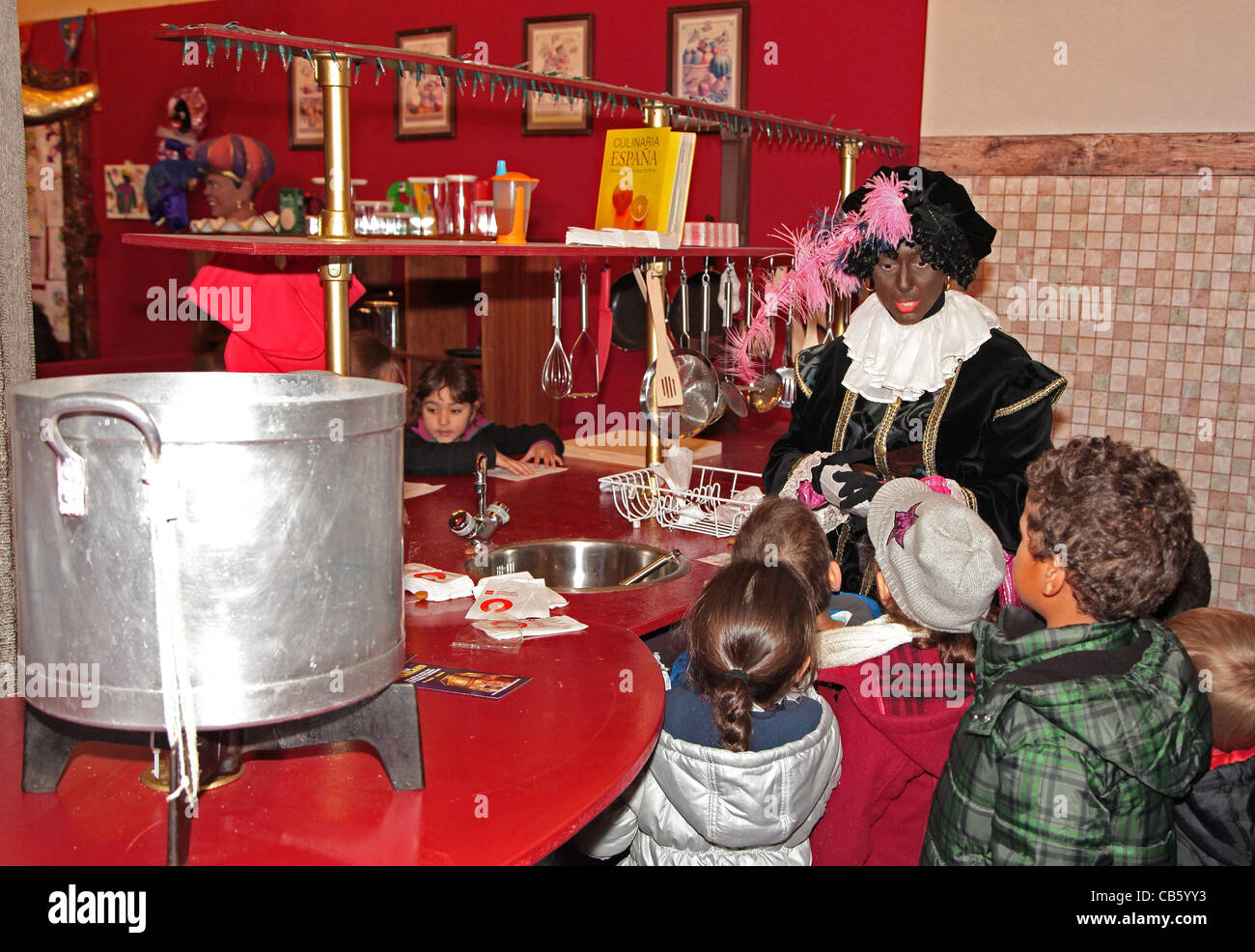 Zwarte Piet with children Stock Photo