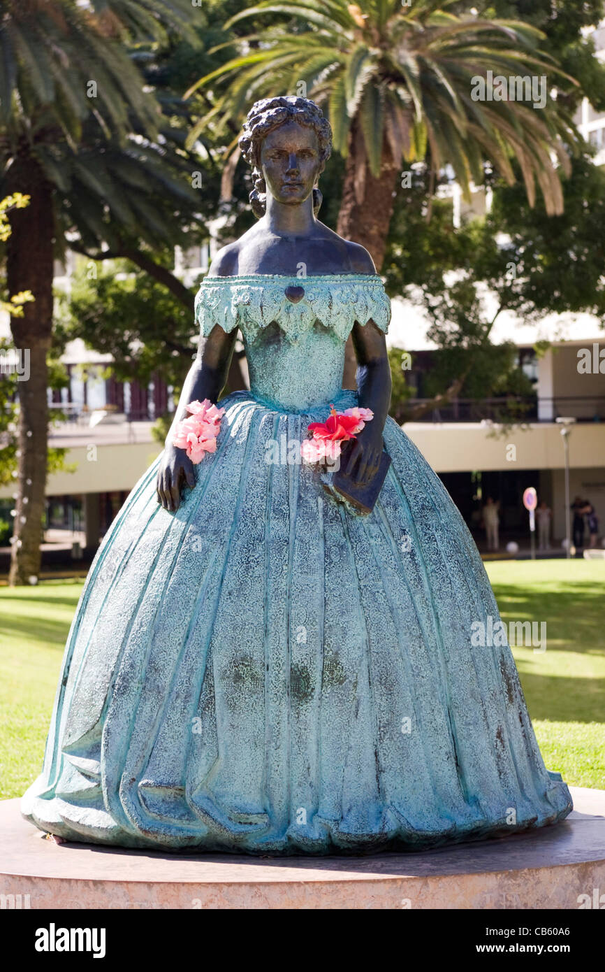 Statue of Sissi (Empress Elizabeth of Austria), near Pestana Casino Park Hotel, Funchal, Madeira Stock Photo