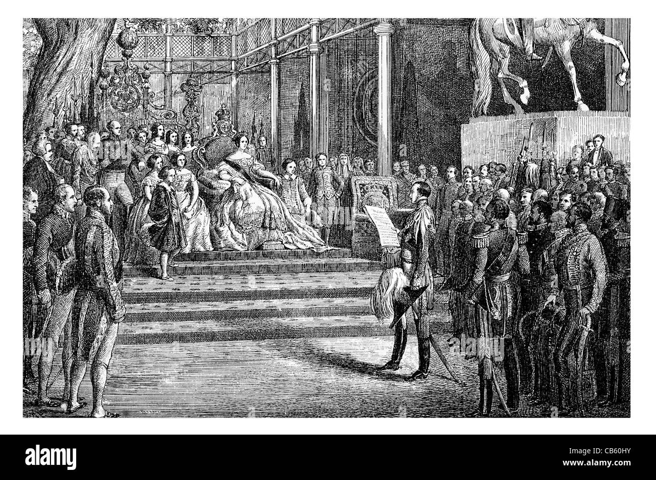 Opening of the Great Exhibition by the Queen Victoria ceremony Victorian Stock Photo