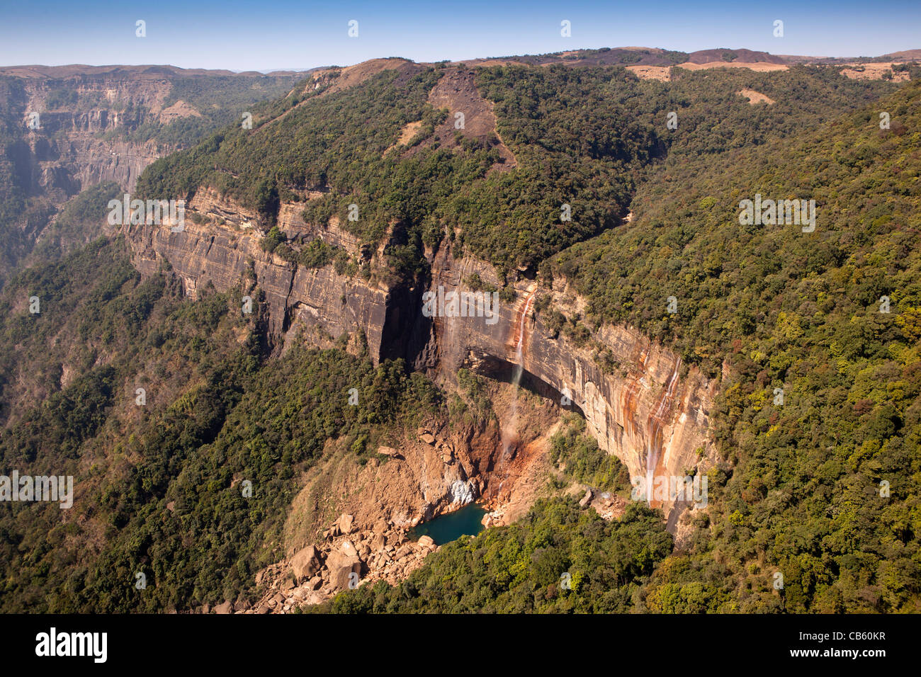 India, Meghalaya, East Khasi Hills, Cherrapunji, Nohkalikai Falls, the word’s fourth highest waterfall Stock Photo