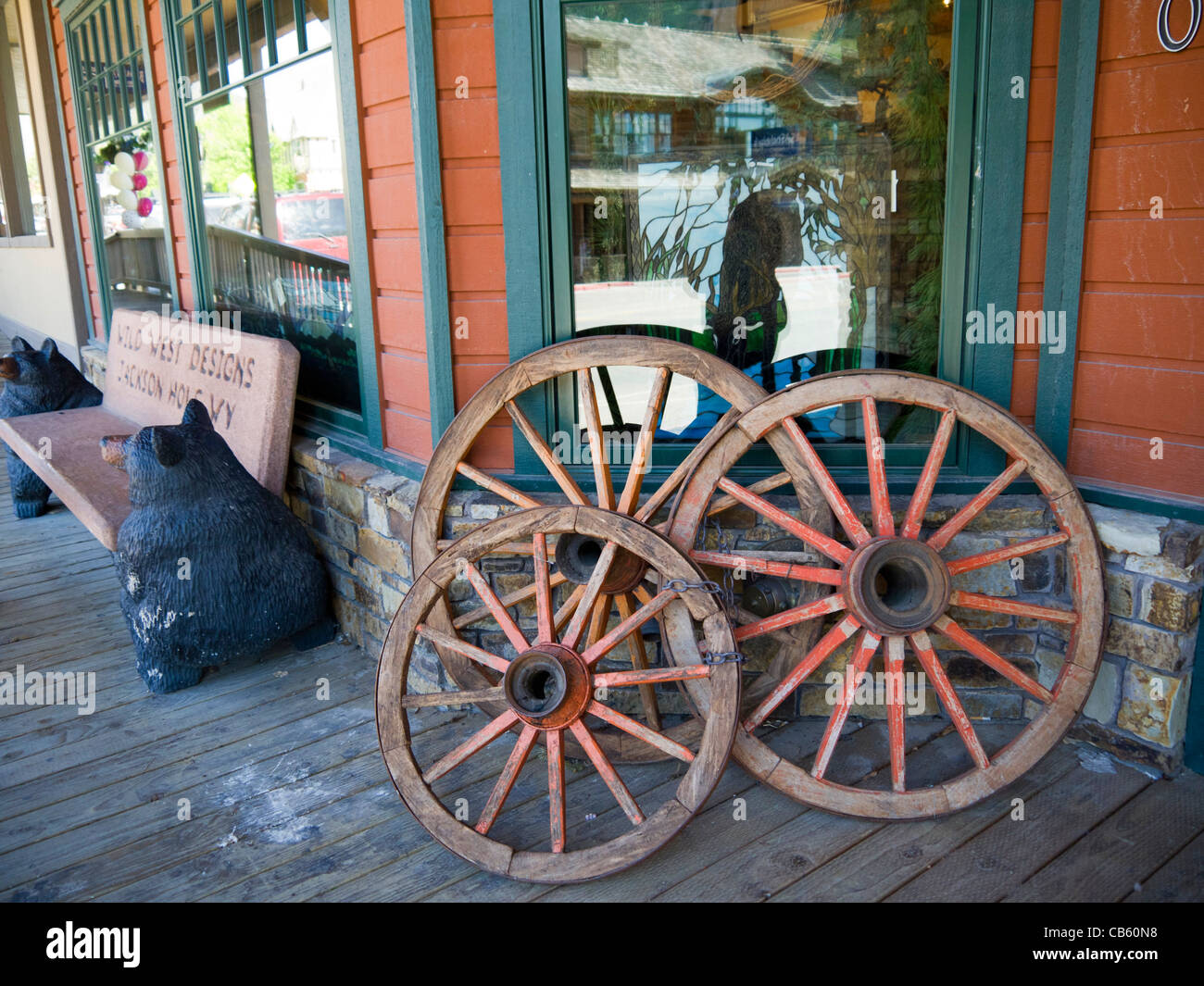 Wagon Wheels in Jackson Hole Wyoming USA Stock Photo Alamy