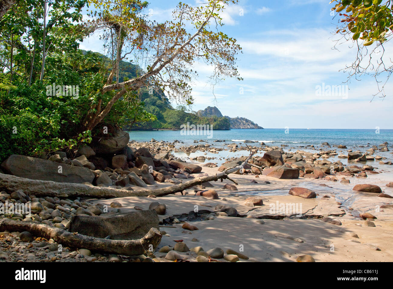 A tropical beach on the Cocos Islands, off the coast of Costa Rica