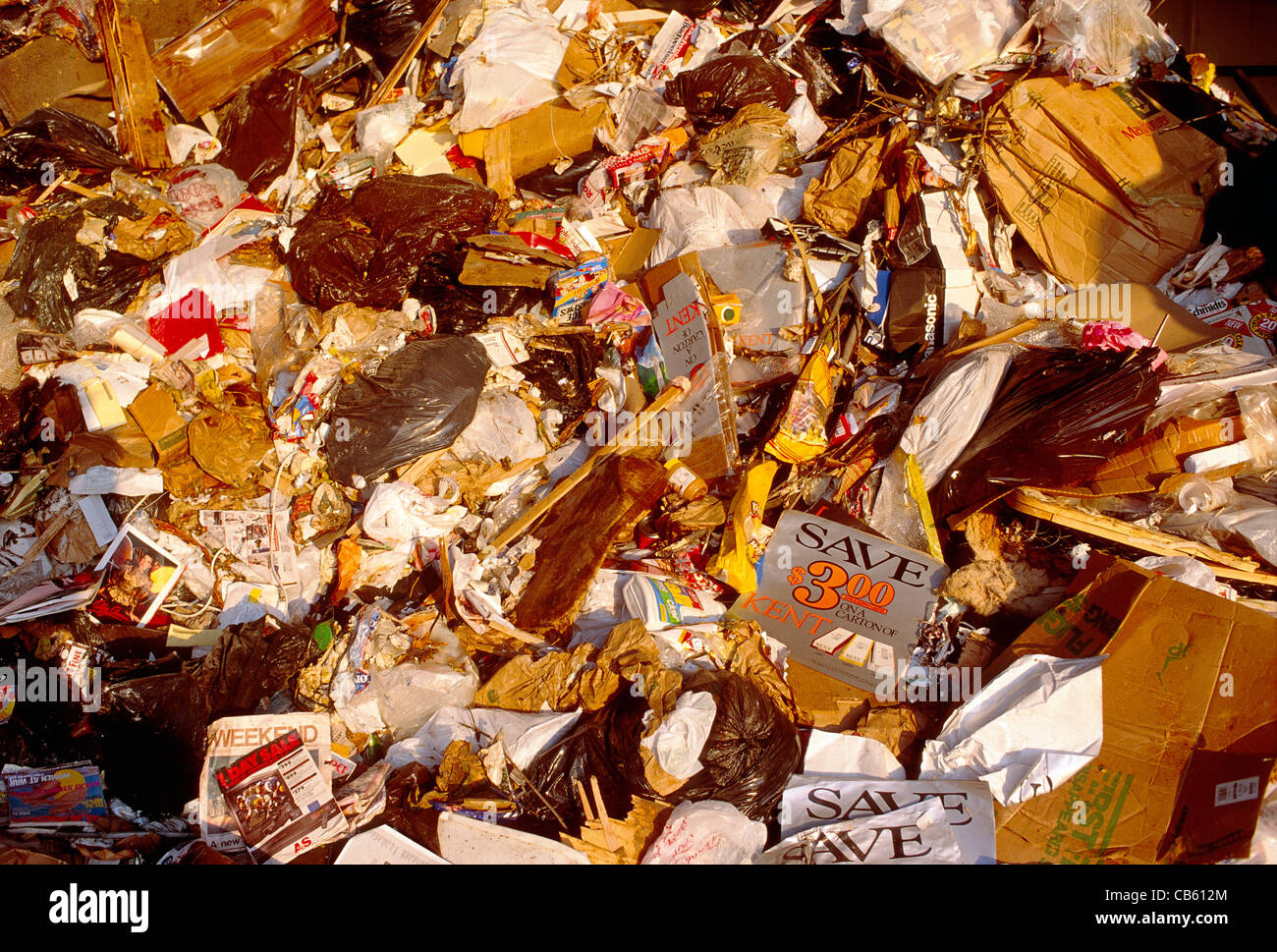 CLOSEUP OF GARBAGE AT A TRASH TRANSFER STATION AT CLARKSTOWN, NEW YORK