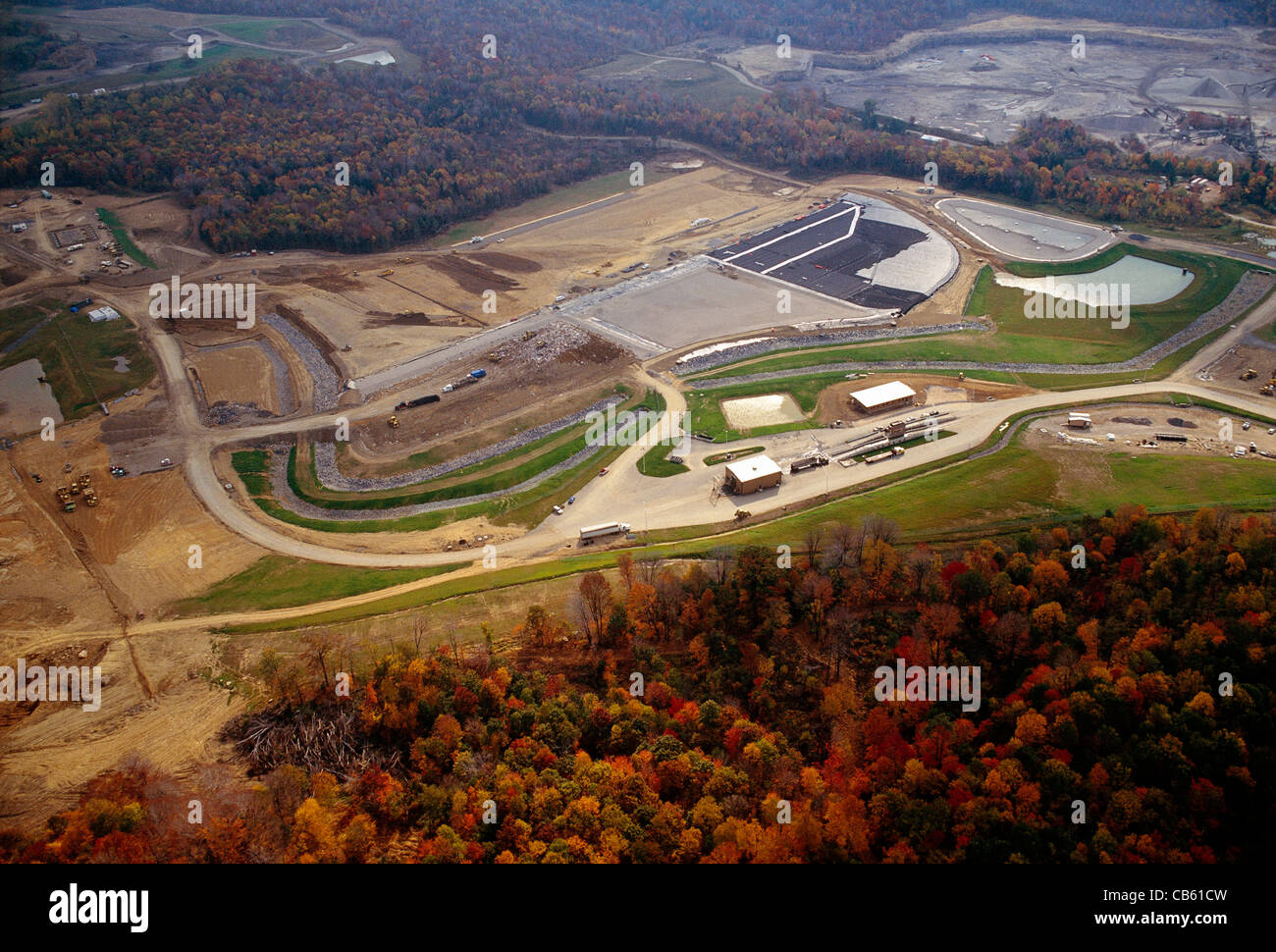 Aerial view of a landfill site in western Pennsylvania, USA Stock Photo
