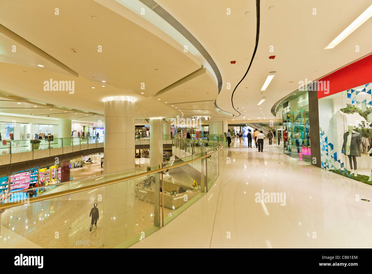 Interior of a large modern shopping mall Pudong area Shanghai city PRC people's republic of china asia Stock Photo