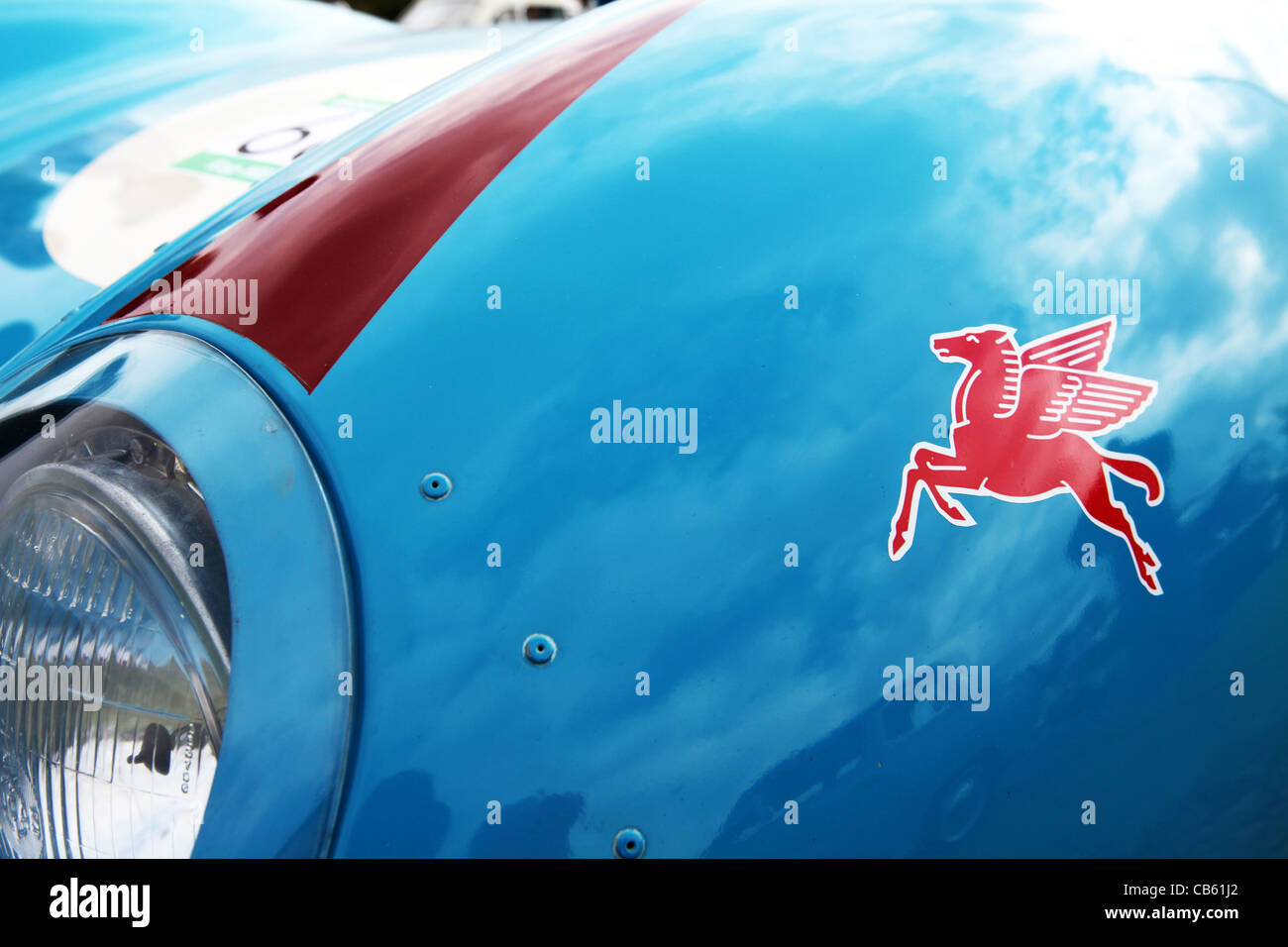 Vintage sports car wing and headlight details Stock Photo Alamy