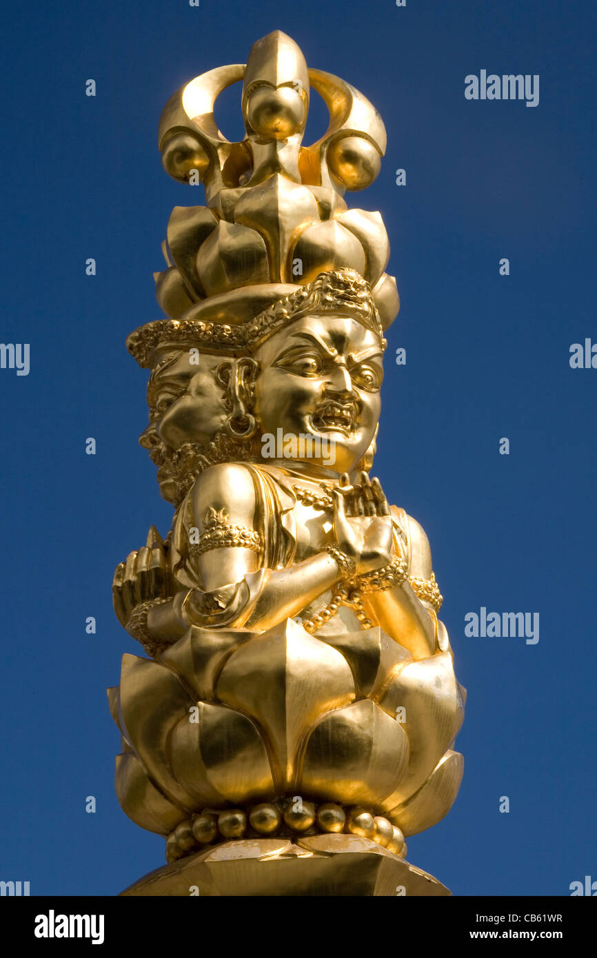 China Buddhism  Vajra King Kong Mahakala Brass Statue Incense Burner Antique 