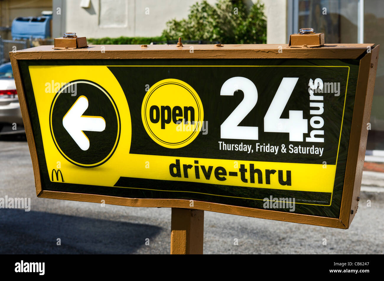 McDonalds 24 Hour Drive Thru sign, Miami, Florida, USA Stock Photo