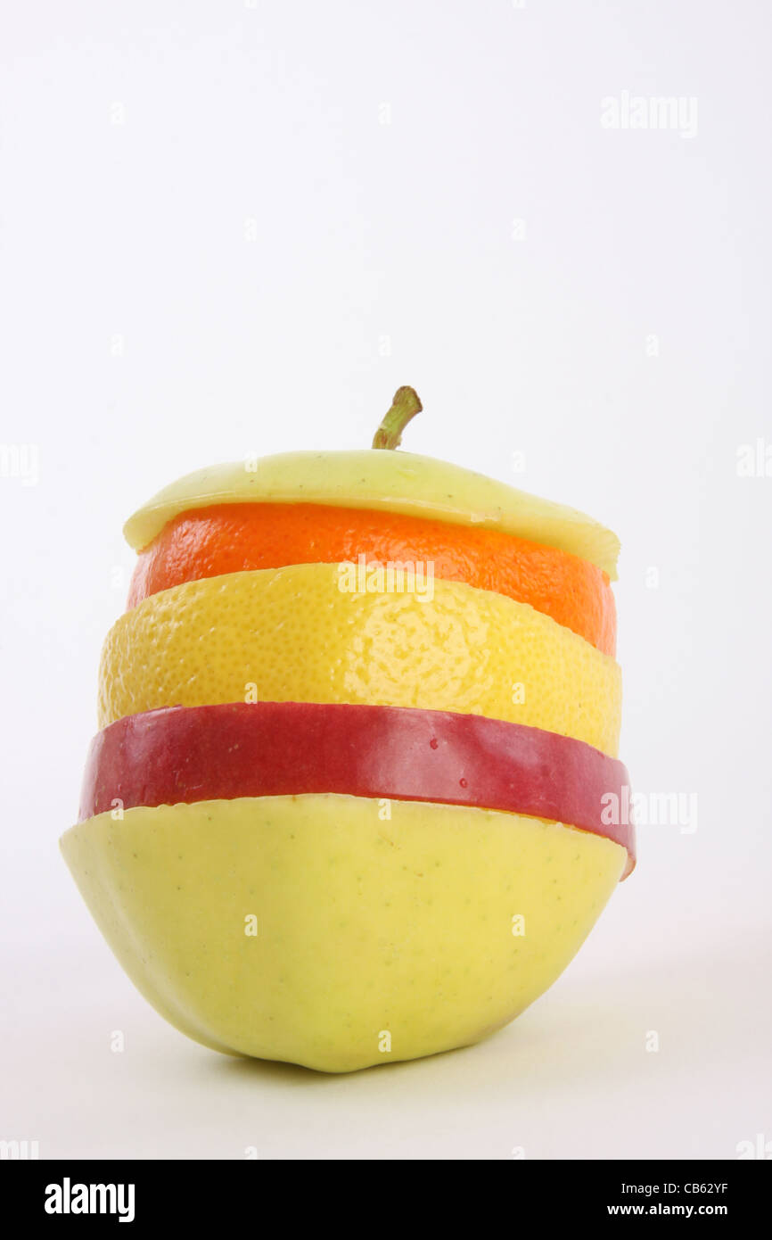 Sliced fruit apples orange and lemon Stock Photo - Alamy