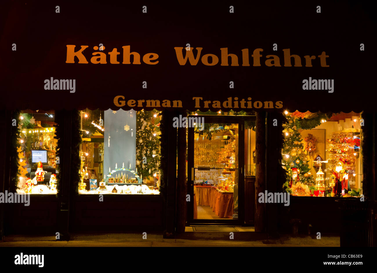 Kathe Wohlfahrt German traditions shop Stillwater, Minnesota at night Stock Photo