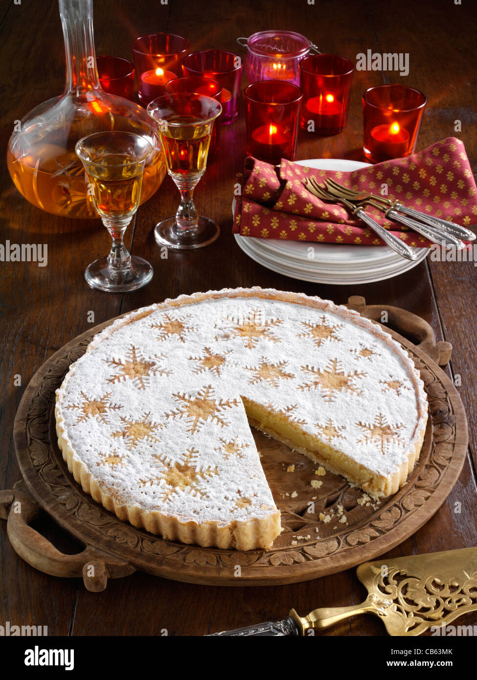 Traditional Spanish Santiago almond tart Stock Photo Alamy