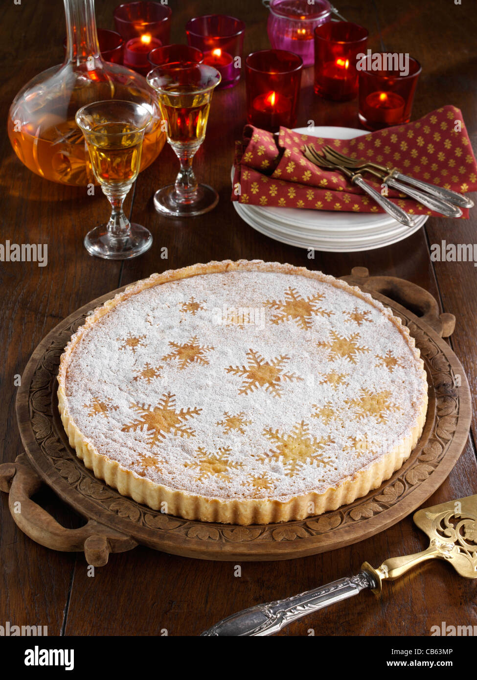 Traditional Spanish Santiago almond tart Stock Photo Alamy