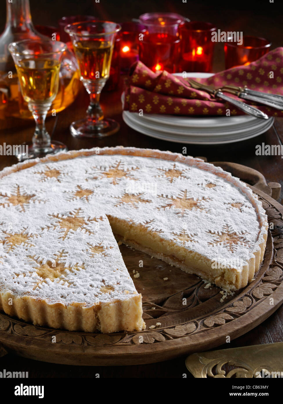Traditional Spanish Santiago almond tart Stock Photo Alamy