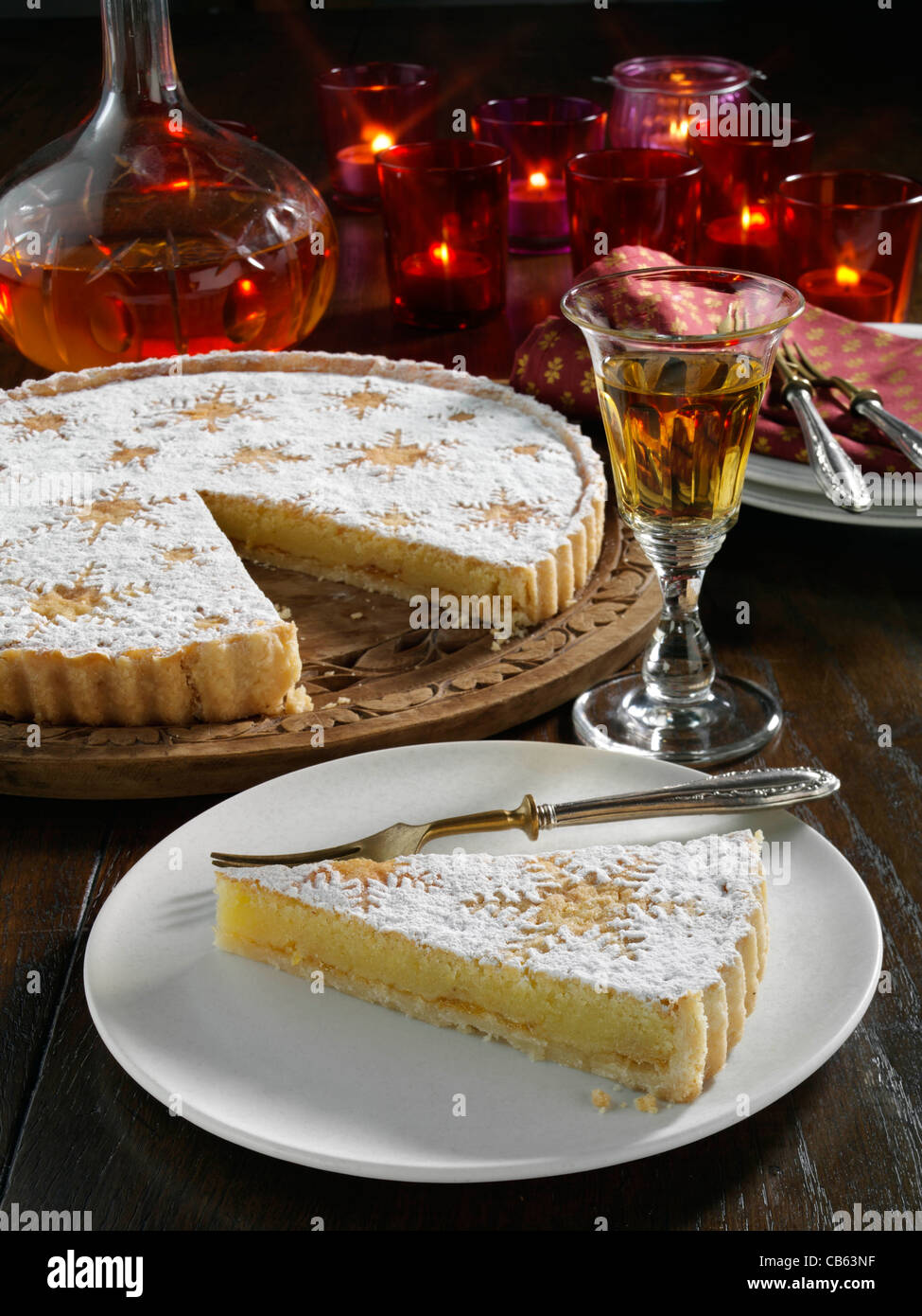 Traditional Spanish Santiago almond tart Stock Photo Alamy