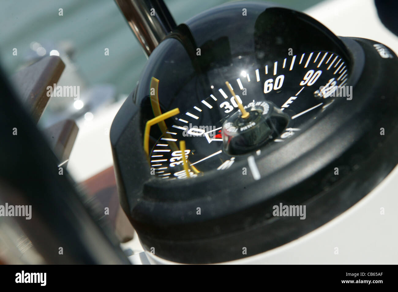 Sailing yacht compass bubble 1 Stock Photo Alamy