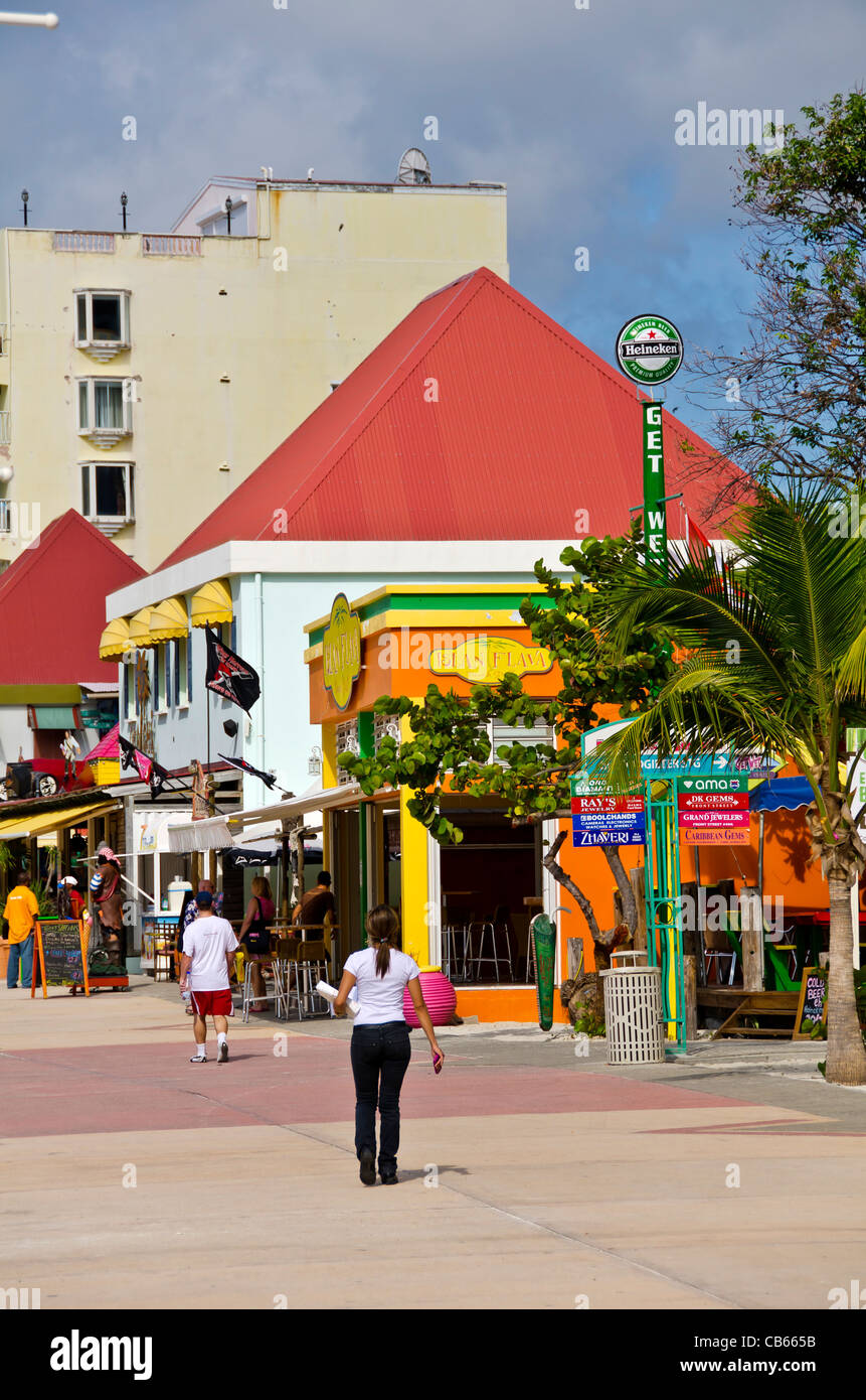 Colorful shops and stores on Front Street in Philipsburg, St Maarten