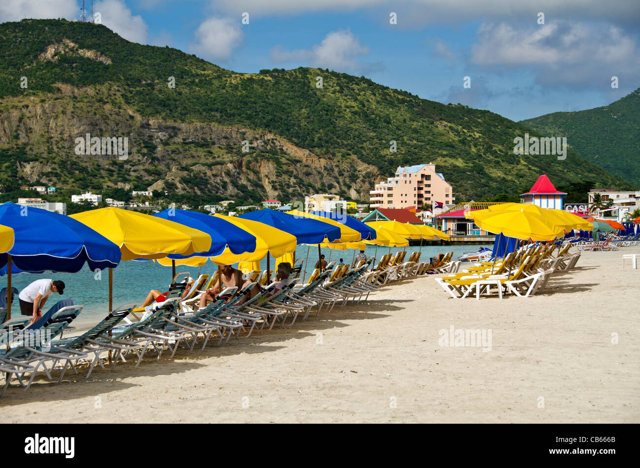 St Maarten Great Bay beach, a popular swimming beach that parallels Front Street in Philipsburg