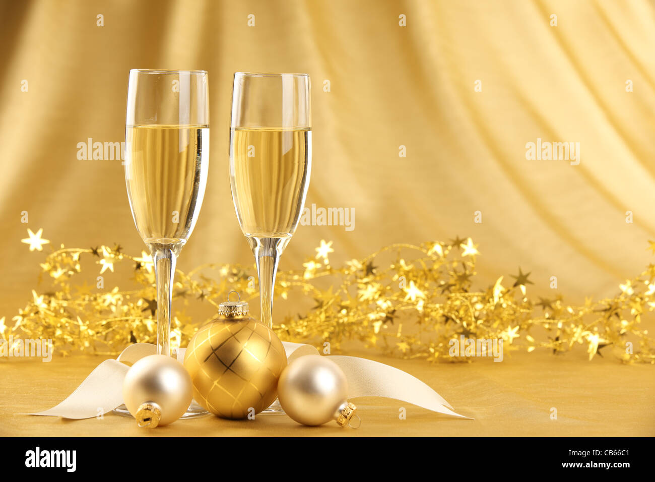 Glasses of champagne in holiday setting Stock Photo